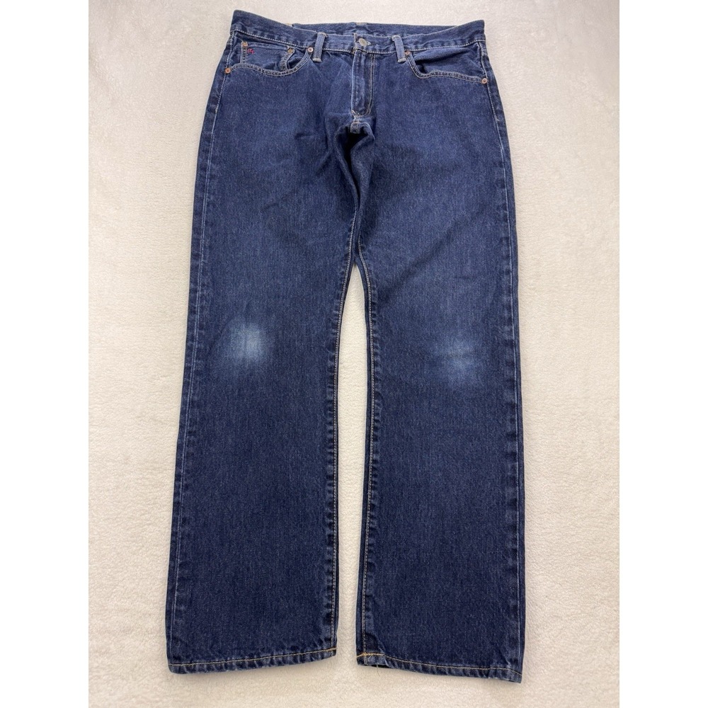 Polo Ralph Lauren Hampton Jeans Men Black 35x32 Distress Relax Straight Denim